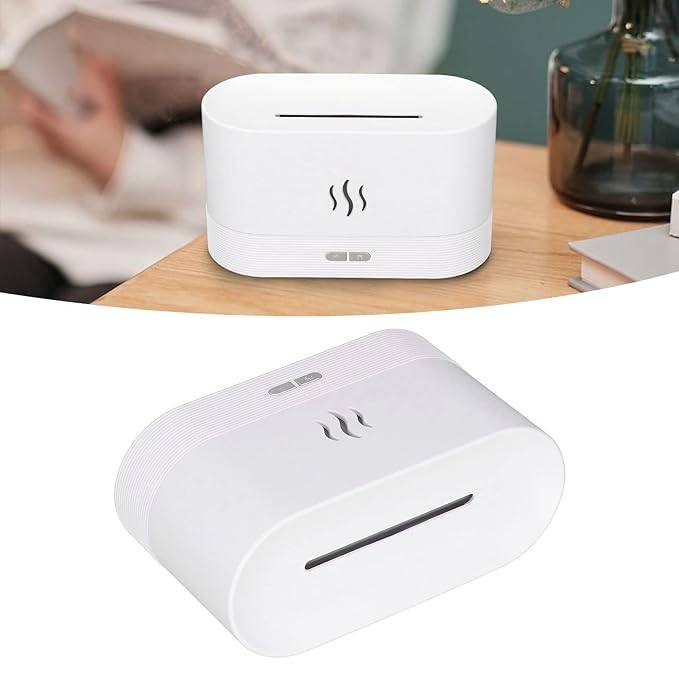 White mist humidifier with a sleek design, perfect for home or office use. Provides continuous air moisture for a comfortable environment.