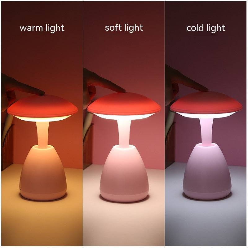 Three lighting modes of the bedroom eye protection small night lamp: warm light, soft light, and cold light, adjustable for different moods.